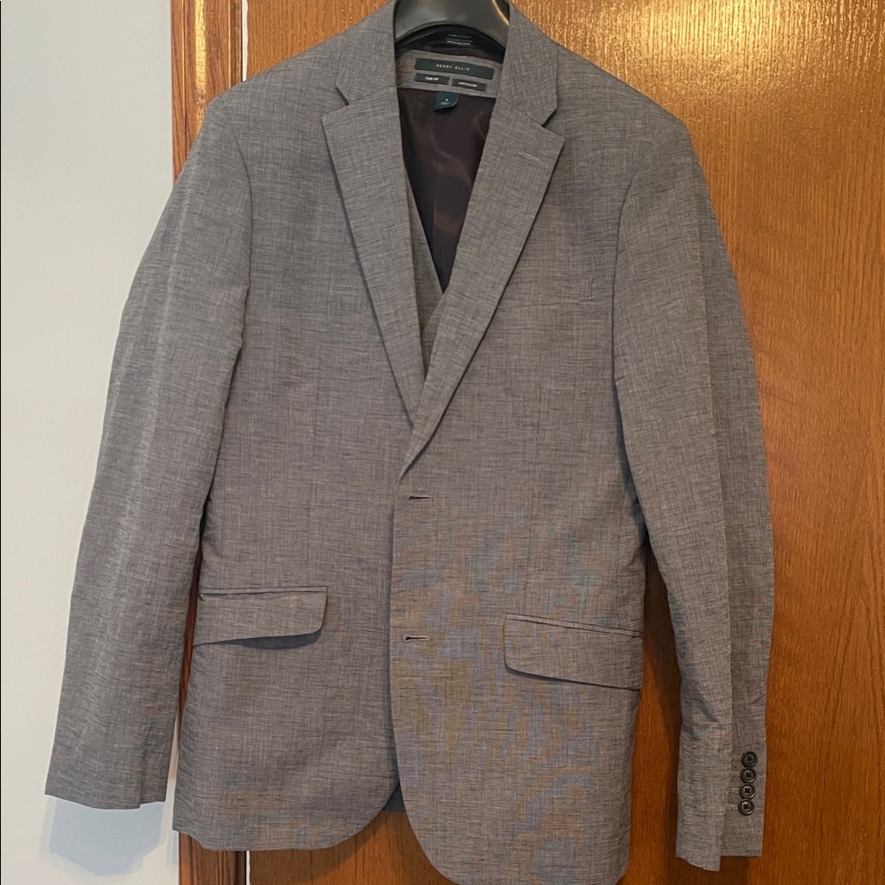 Perry Ellis Slim Fit Linen Blend Blazer and Vest